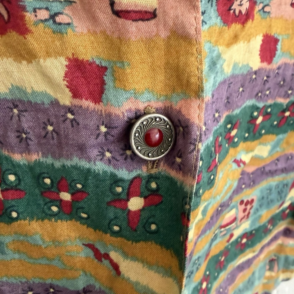 Wacky Vtg Cat Shirt Button Down Artsy Cat Lady Teacher Funky Novelty 90s - Picture 8 of 12